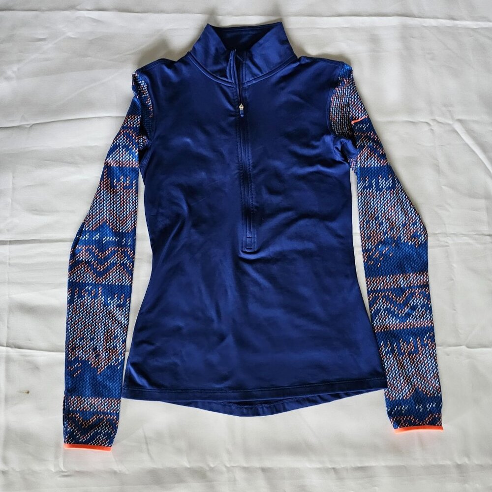 Nike Pro Women's Blue Hyperwarm Nordic Court Half-Zip Training Shirt Size Small - Picture 4 of 11